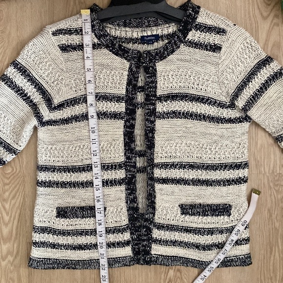 Effortless Coastal Chic Reitmans Striped Knit Cardigan Open Front Minimalist - Picture 10 of 12